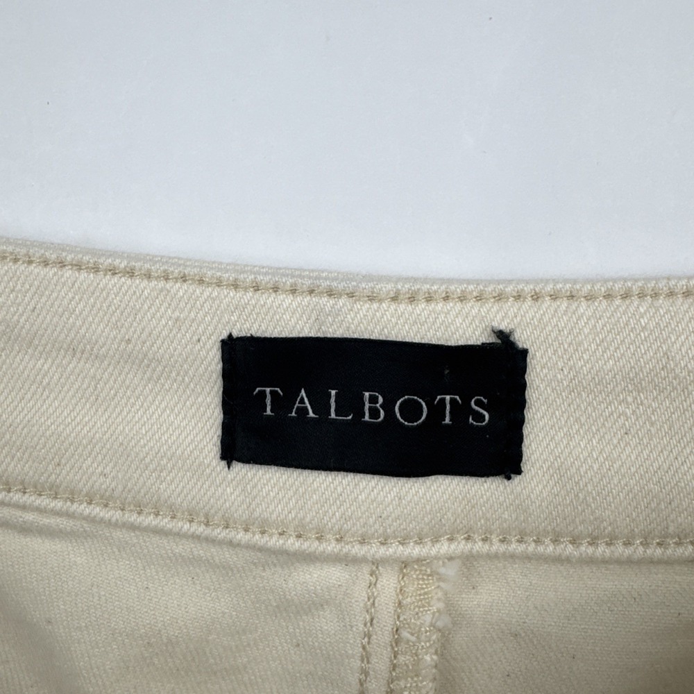 Talbots Womens Flare Jeans 6P Ivory Denim Nautical Sailor Gold Button Coastal - Picture 8 of 10